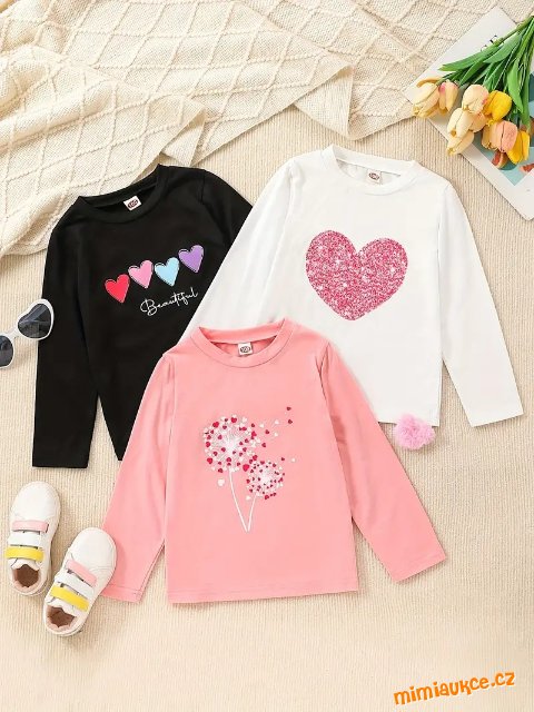 **** DÍVČÍ TRIČKA  S POTISKEM **** DLOUHÝ RUKÁV **** VEL. 110 **** 3 KUSY **** BAVLNA  *****