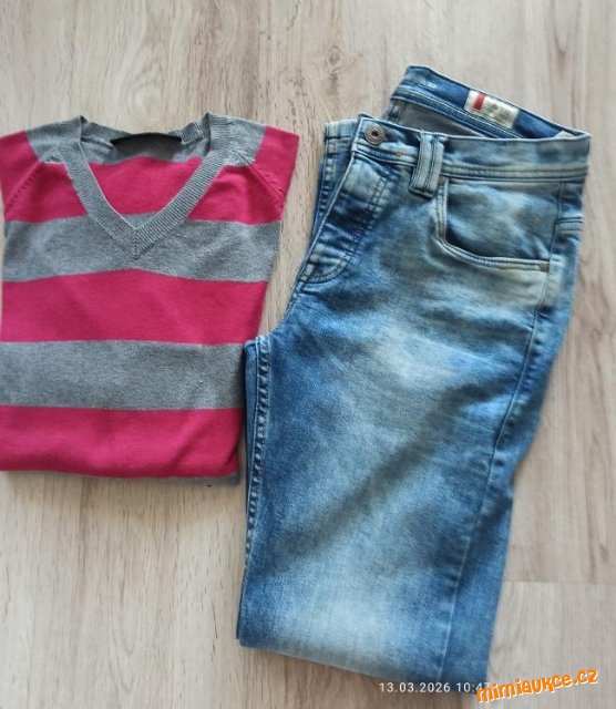 PÁNSKÉ DŽÍNY.....DENIM 1982.....SLIM vel. 32/32.....SVETR.....BRUTON...vel.M ....OBOJÍ TOP STAV
